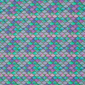 Baumwolljersey Melody Mermaid klein, bunt/türkis/aqua/pink by Swafing